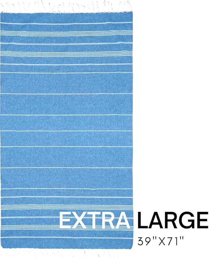 BAY LAUREL Turkish Beach Towel with Travel Bag 39 x 71 Quick Dry Sand Free Lightweight Large Oversized Towels Light