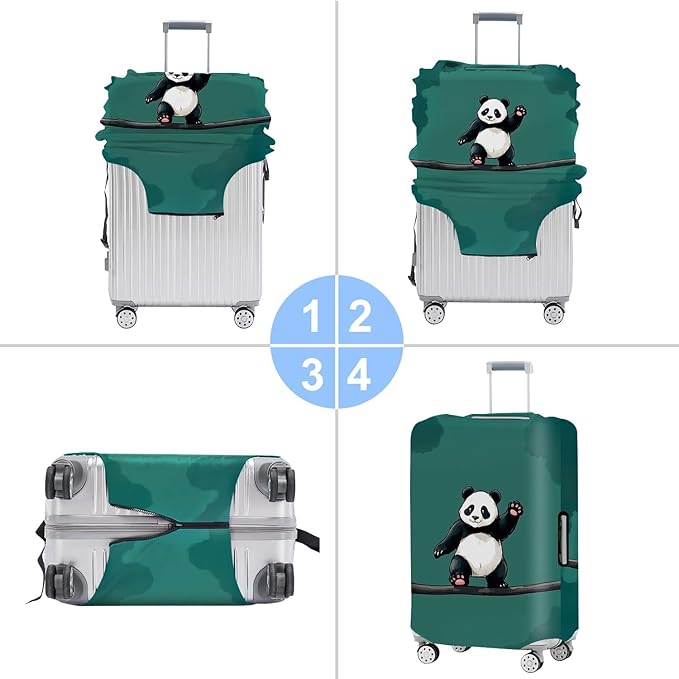Asian Panda Luggage Cover – Cute Bear Print Suitcase Protector, Perfect Travel Gift for Panda Lovers Visiting China, Fits 28"-30Suitcase,L