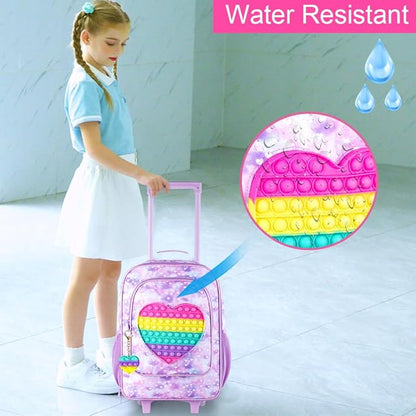 Kids Luggage for girls, Cute Kid Rolling Wheels Suitcase for Children Toddler