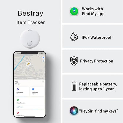 Air Tracker 4 Pack, Smart Bluetooth Tracker Works with Apple Find My (iOS Only), Item Finder Locator for Keys, Luggage, Backpack, IP67 Waterproof, White