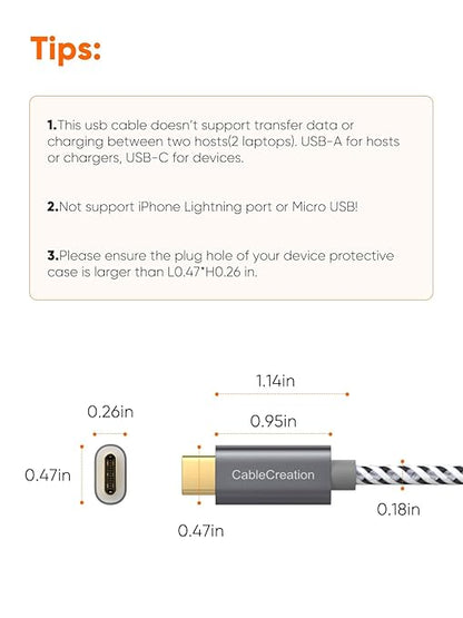 CableCreation USB C to USB A Cable 3FT, 10Gbps USB C to USB 3.2 USB 3.1 Gen2 USB A to C Data Cable, Android Auto 3A Fast Charge Cord for Type C External SSD MacBook, Galaxy S24+, iPhone 15/16+