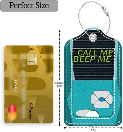 Funny PU Leather Luggage Tags 2-Pack Blue Game Console Cute Pattern Suitable for Suitcase Stainless Steel Loop and Address Card Essential for Cruise and Airport Travel for Men and Women