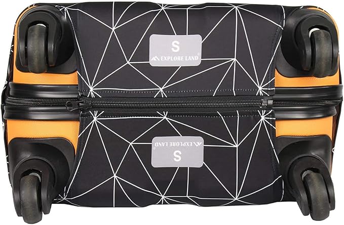 Explore Land Travel Luggage Cover Suitcase Protector Fits 27-30 Inch Case (Black Polygonal, L)