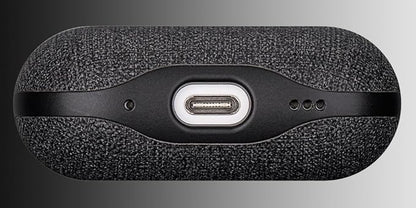 LOPIE Case for AirPods Pro 2nd Generation - Handmade AirPods Pro 2 Case Cover with Lanyard - Made of Vegan Leather - Canvas Style - Protective Hard Shell Cover - Wireless Charging Compatible - Black