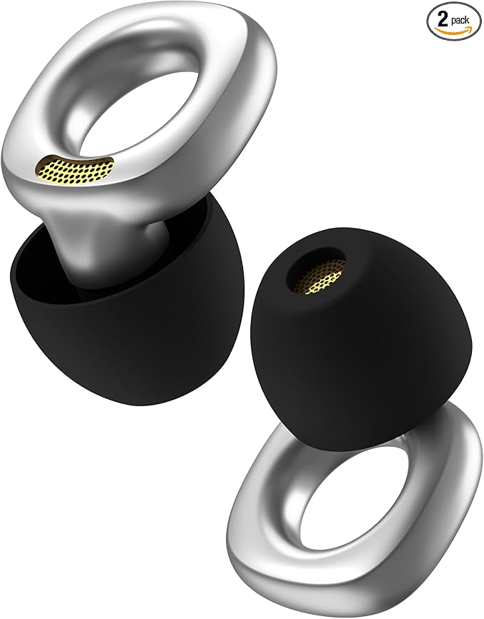 Audree Style Ear Plugs for Noise Reduction, Reusable High Fidelity Earplugs for Concerts, Musicians, Motorcycles, Study, Parent, Party, Flights & Noise Sensitivity, 18-29dB Noise Cancelling (Silver)