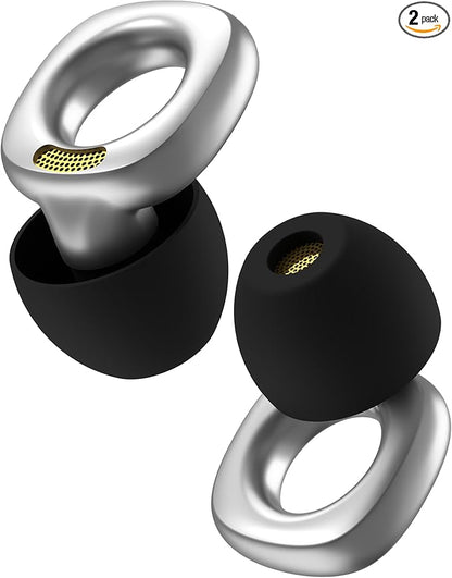 Audree Style Ear Plugs for Noise Reduction, Reusable High Fidelity Earplugs for Concerts, Musicians, Motorcycles, Study, Parent, Party, Flights & Noise Sensitivity, 18-29dB Noise Cancelling (Silver)