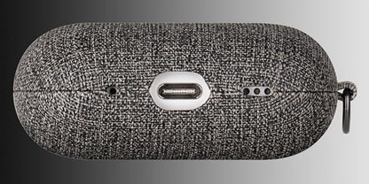 LOPIE for AirPods Pro 2nd Generation Case (Not for 3rd Gen) - Canvas Style Vegan Leather - Protective Hard Shell Cover with Clip - Handmade for AirPods Pro 2 Case Cover - Gray