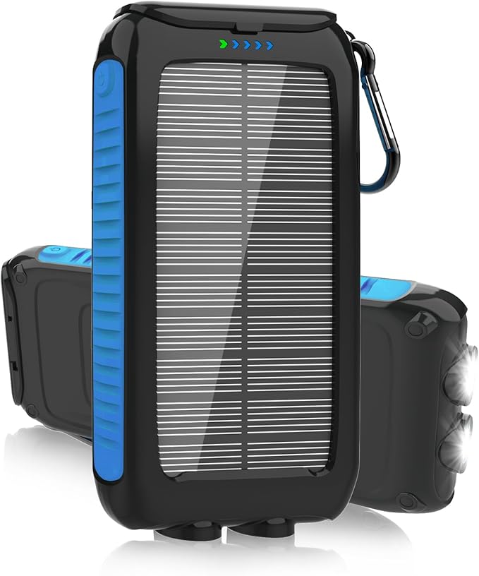 Solar Charger Power Bank 49800mAh - Portable Fast Charging Power Bank with Type-C & Dual USB Ports, Compatible with iPhone, Samsung & More, Waterproof Solar Panel for Camping, Hiking, and Outdoor Use