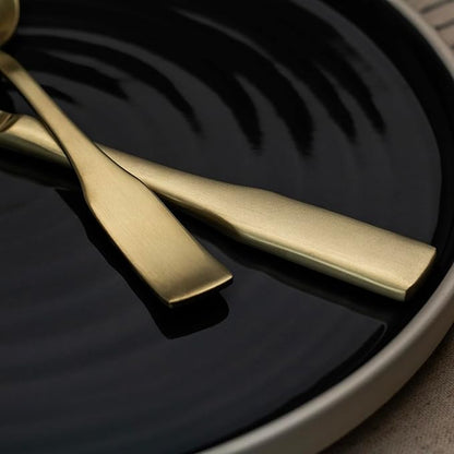 Alata Kate Champagne Gold Satin 40-Piece Silverware Set, Service for 8, Stainless Steel Flatware Set, Matte Polished Cutlery Set, Dishwasher Safe