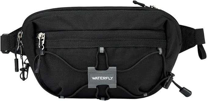 WATERFLY Lightweight Small Fanny Pack: 1.5L Mini Slim Crossbody Waist Belt Hip Bag with RFID Blocking, Anti-Theft & Water Resistant Pouch for Women Men Travel Hiking Running Walking EDC