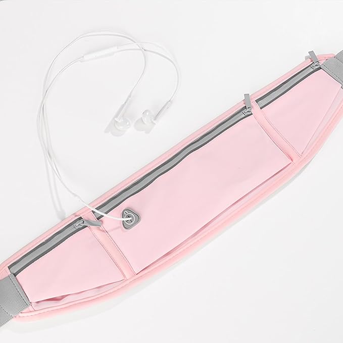 Slim phone Running Belt，Zipper Waterproof Running Waist Pack, Reflective Running Fanny Pack With 3 Separate pouch，Runner Belt for Slim Running Walking Cycling Camping Gym Light (grey)