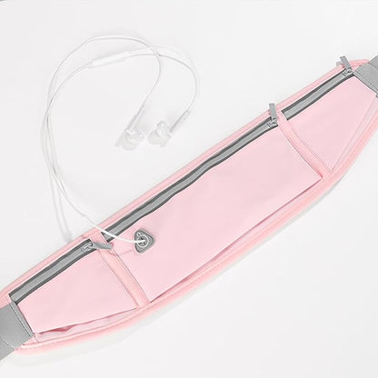 Slim phone Running Belt，Zipper Waterproof Running Waist Pack, Reflective Running Fanny Pack With 3 Separate pouch，Runner Belt for Slim Running Walking Cycling Camping Gym Light (grey)