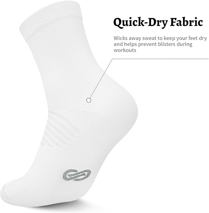 Compression Running Ankle Socks for Men and Women (6 Pairs), Quarter Athletic Socks for Running, Cycling, Golf, Work