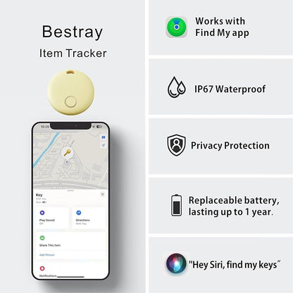 Air Tracker 2 Pack, Smart Bluetooth Tracker Works with Apple Find My (iOS Only), Item Finder Trakcer Tag Locator for Keys, Luggage, Backpack, IP67 Waterproof