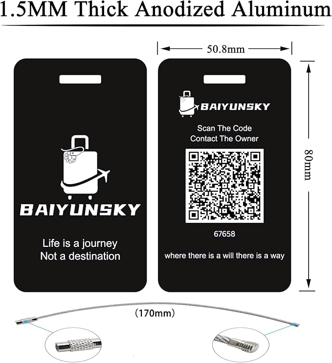 Smart Luggage Tags for Suitcases, 4 Pack QR Code Security Information Luggage Tag, Steel Ring, Waterproof Easy Identify Personalized Luggage Tags, No App or Subscription Needed (4 Colours)