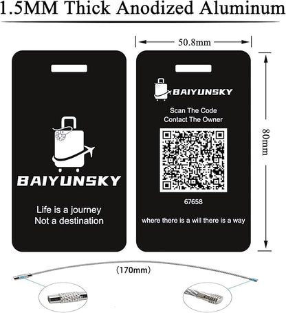 Smart Luggage Tags for Suitcases, 4 Pack QR Code Security Information Luggage Tag, Steel Ring, Waterproof Easy Identify Personalized Luggage Tags, No App or Subscription Needed (4 Colours)