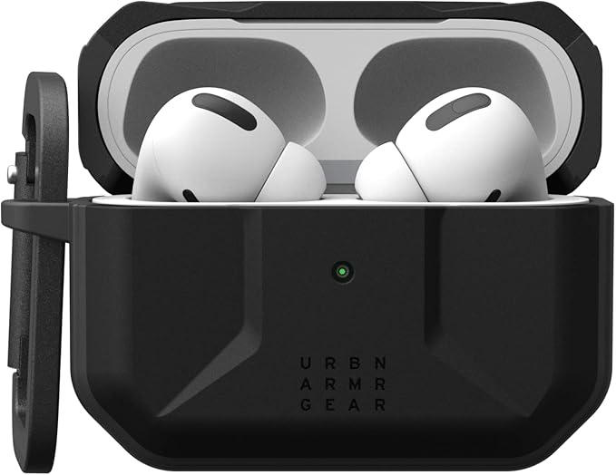 UAG Designed for AirPods Pro (2nd Gen 2022) Civilian Black, Premium Rugged Slim Water Resistant Full Protective Case Cover with Detachable Keychain Carabiner by URBAN ARMOR GEAR