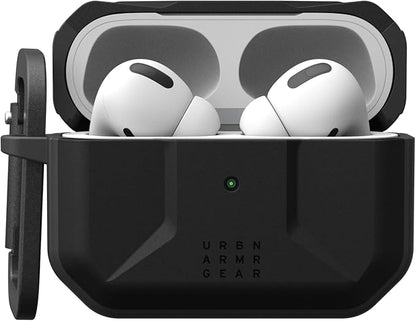 UAG Designed for AirPods Pro (2nd Gen 2022) Civilian Black, Premium Rugged Slim Water Resistant Full Protective Case Cover with Detachable Keychain Carabiner by URBAN ARMOR GEAR
