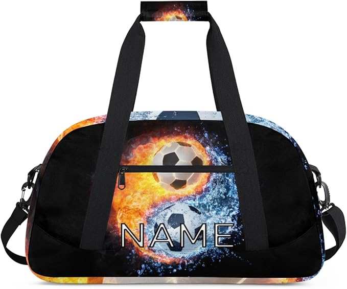 Personalized Kids Duffel Bag for Girls Boys Traveling Soccer Yin Yang Tai Chi Small Sport Gym Bag Custom Overnight Weekender Tote Bag Carry on Teen Dance Bag for Gymnastic Ballet