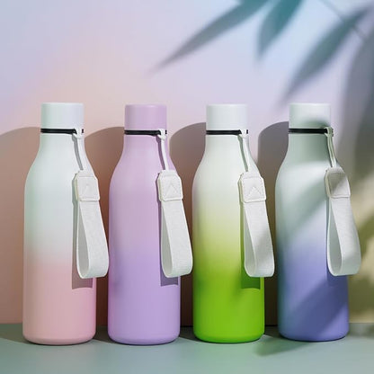 BJPKPK Insulated Water Bottles, 25 oz Stainless Steel Metal Water Bottle with Strap, BPA Free Leak Proof Jugs, Mugs, Flasks, Reusable Thermal Flasks for Sports & Travel, Graceful Pink