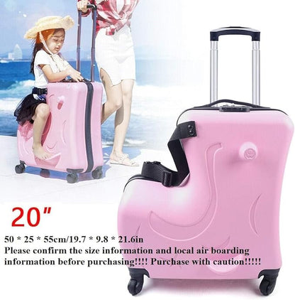 CNCEST 20" Kid's Ride-on Travel Suitcase, Rolling Carry Trolley Luggage with Password Lock, Children's Ride On Trolley Gift (20" Pink)