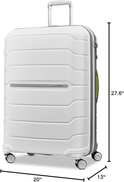 Samsonite Freeform 28-Inch Large Luggage with Dual 360° Spinner Wheels - Checked Suitcase - TSA Lock, Airline-Approved - Lightweight Durable Polypropylene Expandable Hardshell - White/Grey
