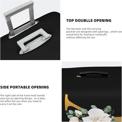 Flower Letter Y Black Luggage Cover Elastic Washable Stretch Suitcase Protector Anti-Scratch Travel Suitcase Cover for Kid and Adult S (18-21 inch suitcase)