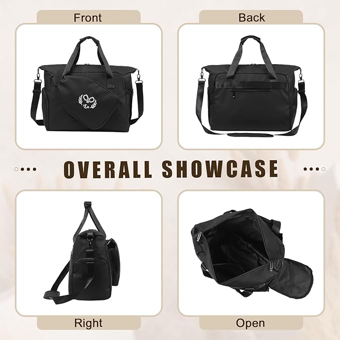 Personalized Duffel Bag Custom Sport Gym Travel Bags Embroidered Name Text Customized Dry Wet Separated Weekend Waterproof Bag for Women Men (D-Black)