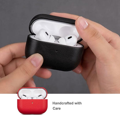 AirPods Pro Full Grain Leather Case, Lopie [Handmade Series] Cowhide AirPods Pro Cover Protective Skin, Shockproof Shell Dust/Dirt Proof Case for AirPod Pro (Not for AirPods Pro 2nd Gen) - Red
