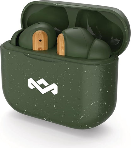House of Marley Little Bird True Wireless Earbuds, Touch Controls, Built-in Mic, 24 Hours Playtime with Case, USB-C Quick Charge, Sustainable Materials, Movie and Gaming Mode (Green)