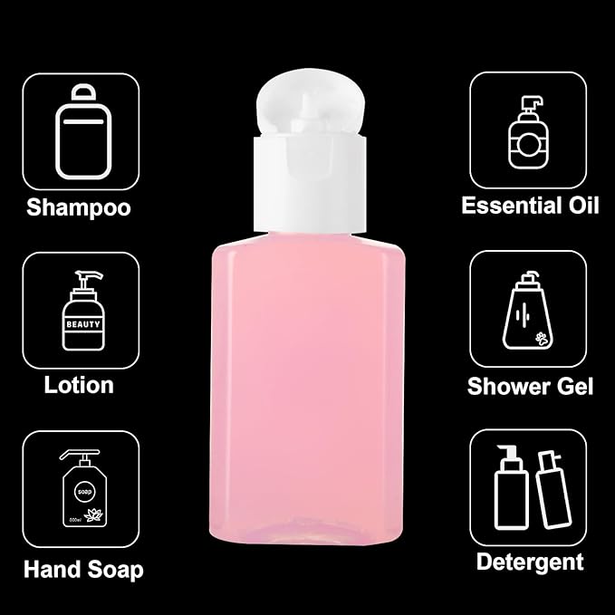CYEAH 120 Pcs Plastic Travel Bottles 1oz Mini Shampoo Bottles Small Empty Bottles Refillable Cosmetic Containers with Flip Cap Clear Portable Small Bottles for Liquid, Lotions, Toner, Body Soap