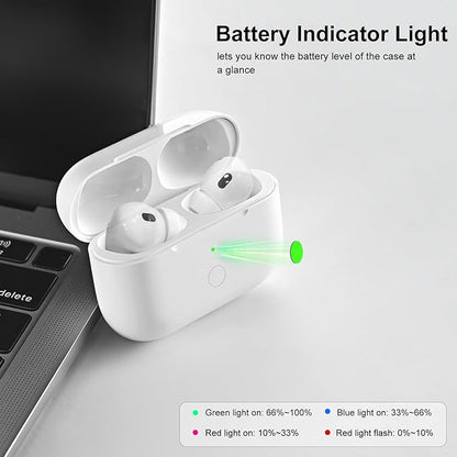 Wireless Charging Case Replacement Compatible with AirPod Pro 1st & 2nd Generation, Air Pod Pro 1 2 Charger Case with Bluetooth Pairing Sync Button, White