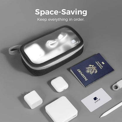 pack all Clear Electronic Organizer, TPU Cable Organizer Bag, Compact Cord Travel Organizer for Cables, Chargers, Phones, USB Cords, SD Cards (Black)