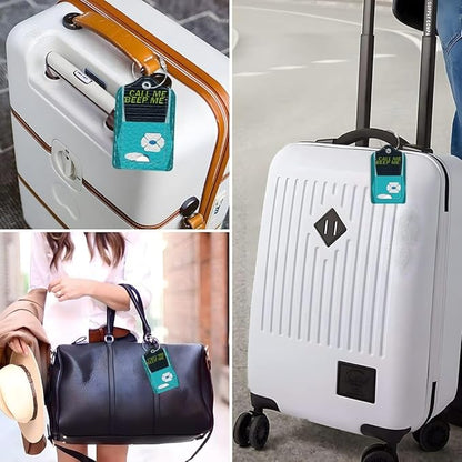 Funny PU Leather Luggage Tags 2-Pack Blue Game Console Cute Pattern Suitable for Suitcase Stainless Steel Loop and Address Card Essential for Cruise and Airport Travel for Men and Women