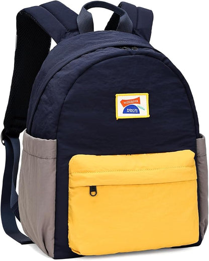 willikiva Kids Backpack for School Boys Girls Teens Toddler Backpack Waterproof Kindergarten Preschool Elementary Bookbag Children Travel Bag(Deep Blue Yellow,Small)