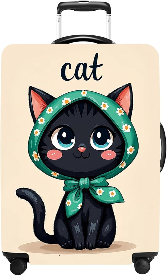 Luggage Cover Washable Suitcase Protector Anti-Scratch,Stretchable Fit for 20-34Inch Luggage Durable Travel Bag Cover with Zipper Closure (Cat, M(fits 24-26Inch suitcase))