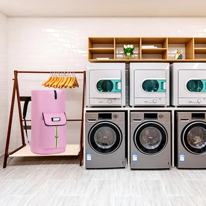 laundry bag backpack,extra-large heavy duty laundry bags,laundry backpack for college students,drawstring closure (Light Pink Laundry Bag)