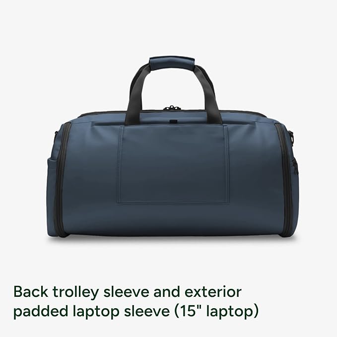 Halfday Convertible 2-in-1 Vegan Leather Premium Garment Duffel Weekender Bag 45L | Carry-On, Wrinkle-Free Travel, Hanging Suit Compartment, Shoe Pockets, Trolley Sleeve, Ocean