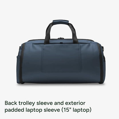 Halfday Convertible 2-in-1 Vegan Leather Premium Garment Duffel Weekender Bag 45L | Carry-On, Wrinkle-Free Travel, Hanging Suit Compartment, Shoe Pockets, Trolley Sleeve, Ocean