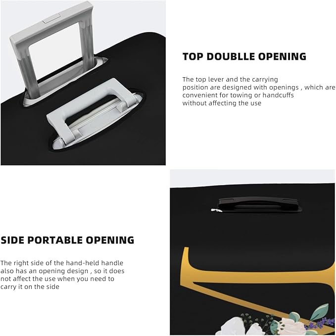 Flower Lette M Black Luggage Cover Elastic Washable Stretch Suitcase Protector Anti-Scratch Travel Suitcase Cover for Kid and Adult S (18-21 inch suitcase)