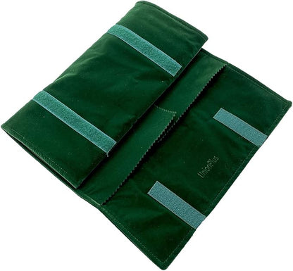 UnionPlus Velvet Jewelry Case Roll Bag for Necklace Bracelet Earrings Rings Multi-compartments, Great Jewelry Organizer for Travel, Blackish Green