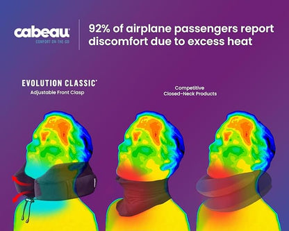 Cabeau Neck Pillow for Airplane Travel – Evolution Classic – Memory Foam U Shaped Design – Supportive for Sleeping with Adjustable Support Clasp (Midnight Black)