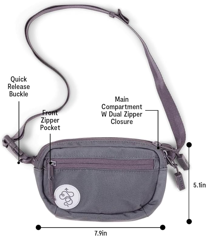 Baboon to the Moon Fanny Pack - Trendy, Compact, Water-Repellent Waist Bag in Multiple Colors and Sizes for Men and Women (Grey, Mini (1.5L))