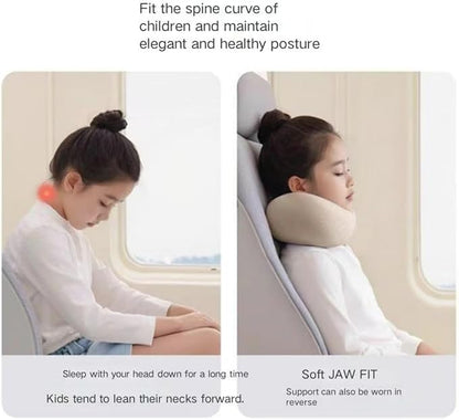 Travel U-Shaped Airplane Pillow,Kids Memory Foam Travel Neck Pillow, 360° Support, Foldable，Suitable for Commuting, Flying, Working, and Living at Home (Black)