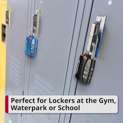 Fosmon TSA Approved Locks for Luggage. Suitcase Locks with Open Alert Indicator, 3 Digit Combination Padlock with Alloy Body for Travel, Backpack Zipper Anti Theft, Locker, Gym, Gun Case, Tent- 4 Pack