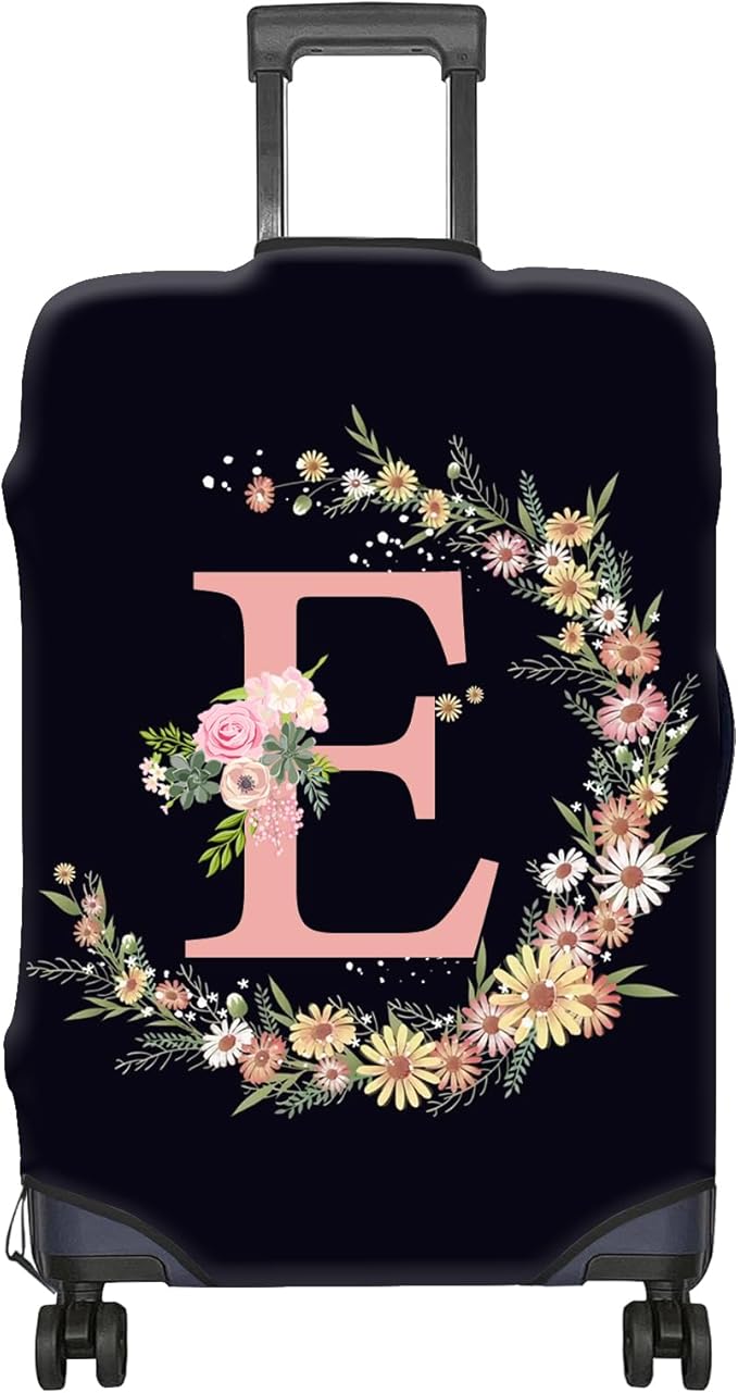 Luggage Suitcase Cover Protector Luggage Elastic Washable Baggage Covers Initial Cute Aesthetic for Unisex Women Girls Travel Trip L(26-29 inch)-Letter E