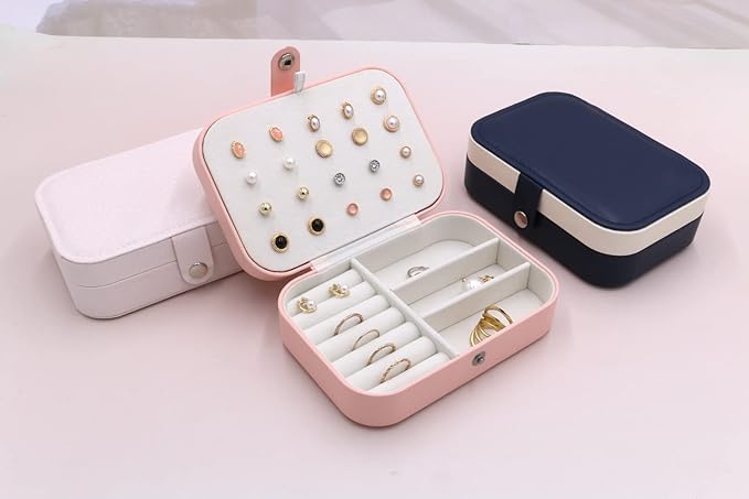 Personalized Jewelry Boxes For Women. PU Leather Travel Jewellery Box - Jewels Storage Box For Earring, Ring, Necklace. Bridesmaid Gifts. Jewelry Case, Birthday Gifts For Women (Pink With Name)