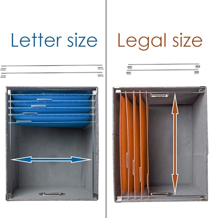 PRANDOM File Organizer Box - Set of 1 Collapsible Decorative Linen Filing Storage Hanging File Folders with Lids Office Cabinet Letter/Legal Size Navy Blue (17x14x11.2 inch)