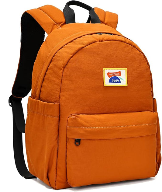 willikiva Kids Backpack for School Boys Girls Teens Toddler Backpack Waterproof Kindergarten Preschool Elementary Bookbag Children Travel Bag(Orange,Small)