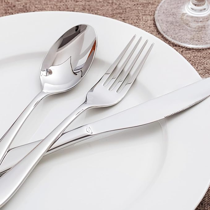 KINGSTONE 30-Piece Silverware Set for 6,18/10 Premium Stainless Steel Flatware Set, for Home, Restaurant, Wedding and Party Use,Mirror-Polished Cutlery Set, Dishwasher Safe.